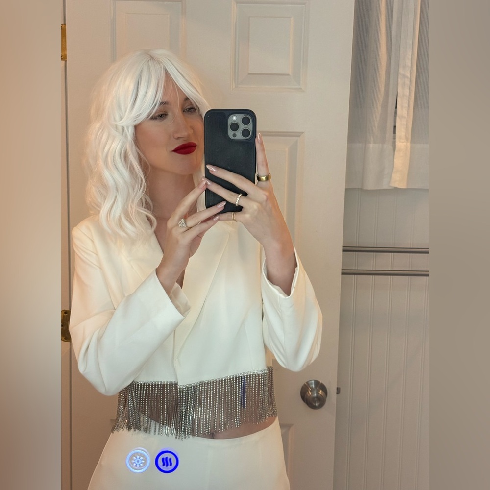 Gianni Bini White Rhinestone Skort Skirt